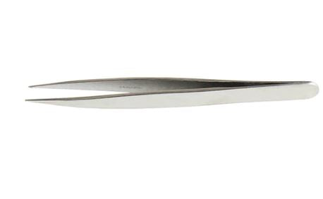 Precision sharp pointed tweezers made of stainless steel, featuring a sleek and ergonomic design. Ideal for delicate tasks such as crafting, makeup application, and electronic repairs.