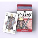 Playing Fair V.2 Red Standard Playing Cards by Queeng featuring beautifully illustrated cards with a king and queen design. The deck comes in a red box with elegant graphics and the text 'Playing fair'. Ideal for card games and family fun.