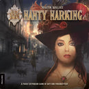 The game cover of Nanty Narking Regular Edition designed by Martin Wallace features a Victorian woman with a red hat. The background depicts a bustling Victorian street with people and animals. The title is prominently displayed at the top, showcasing its artistic design and theme of wit and strategy.