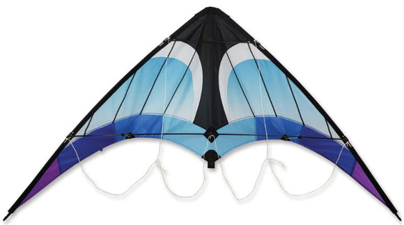 The Zoomer 2.0 Cool Kite by PREMIER Kites features a sleek design with vibrant blue and purple colors, designed for high-flying fun and stability in the sky. Its lightweight structure and easy-to-follow assembly make it suitable for all ages, creating an enjoyable outdoor activity for families and friends.