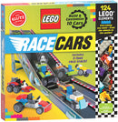 Klutz Lego Race Cars DIY kit featuring 124 LEGO elements that allow users to build and customize 10 unique cars. The kit includes a 3-foot race track and showcases colorful building blocks, a variety of car designs, and engaging instructions. Ideal for children aged 7 and above, fostering creativity and hands-on play.
