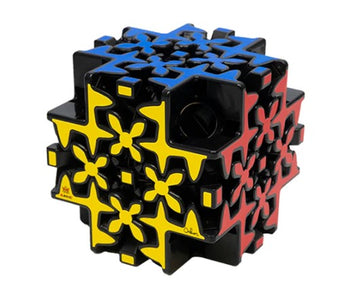 The Maltese Gear Cube by Mefferts is a mechanical puzzle featuring a unique design with colorful black, blue, red, and yellow interlocking gears. It's designed to challenge and engage users with its innovative movement and intricate pattern, suitable for puzzle enthusiasts of all ages.