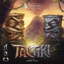 TacTiki is a memory board game by DRAWLAB GAMES designed for 2 players, ages 12 and up. The game features vibrant artwork with two sculpted tiki masks set against a colorful landscape, inspiring adventure and strategic thinking. The packaging highlights its innovative gameplay concept, promising fun for family and friends in about 30 minutes.