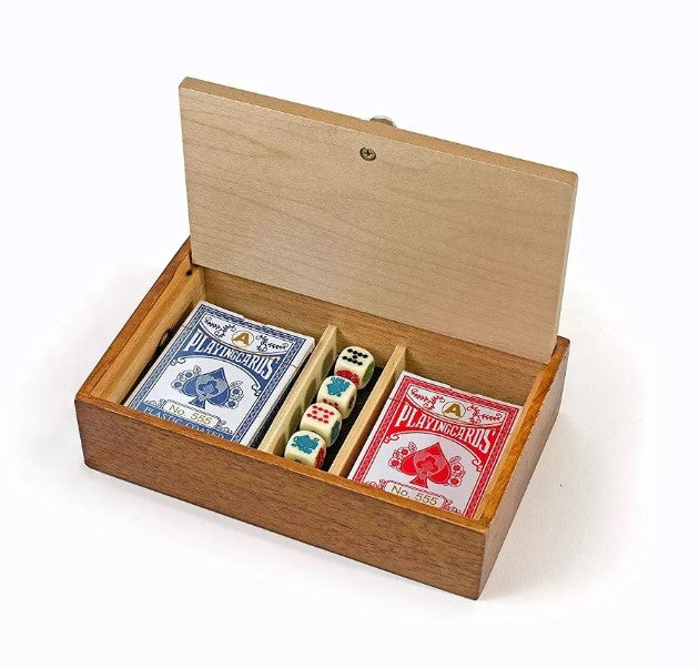 Aces & Spades Wood Card & Poker Dice Box