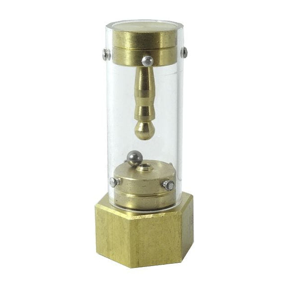 Houdini's Torture Cell by Mr. Puzzle is a mechanical puzzle featuring a transparent cylindrical design with brass elements and a ball mechanism at its base. The intricate construction invites interactive problem-solving and brain engagement.