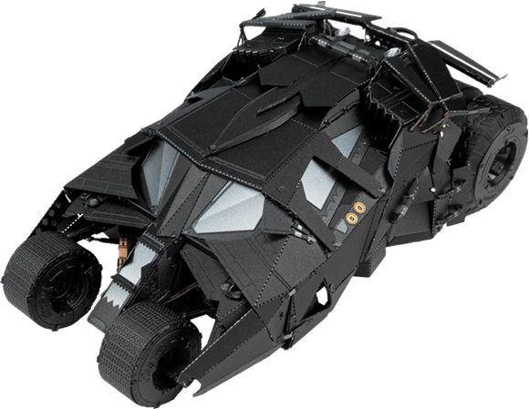 The Batman Tumbler Model Kit by Fascinations is a detailed DIY kit that showcases a lifelike replica of the iconic vehicle. Its intricate design features black metallic surfaces, realistic tires, and various detailed components, making it perfect for enthusiasts and collectors. Ideal for ages 14 and up, this model kit stimulates creativity and fine motor skills as builders assemble their own version of Batman's powerful tumbler.