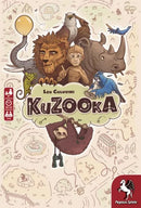 The package of the game KuZOOka by Pegasus Spiele features whimsical illustrations of various animals including a lion, monkey, and sloth, set against a playful background. The title 'KuZOOka' is prominently displayed at the center, with the game's age recommendation and playtime information visible. The design exudes a fun, adventurous spirit suitable for family game nights.