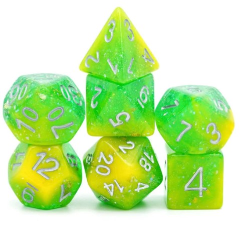 Yellow & Green Seabed Treasure RPG Dice Set | EurekaPuzzles