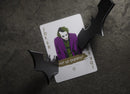 Batman Dark Knight Card Deck featuring a Joker card with the iconic quote 'Why So Serious?' surrounded by stylized bat-shaped elements. The deck showcases unique artwork inspired by the Dark Knight, made by Theory 11, ideal for fans and collectors.