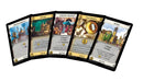 A collection of five game cards from the board game Dominion: Prosperity by Rio Grande Games, featuring various illustrations and text descriptions of the cards including Monument, Bank, Grote Markt, Talisman, and Stad, showcasing their unique actions and gameplay mechanics.
