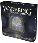 War of the Ring The Card Game by Ares Games. The box features dramatic artwork depicting a mystical doorway in a dark forest, suggesting adventure and strategy. It is designed for 2 to 4 players and is inspired by J.R.R. Tolkien's epic trilogy.