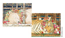 A beautifully illustrated jigsaw puzzle set featuring two images. The first image shows a sleeping polar bear adorned with a floral wreath, and the second features a peaceful tiger, also decorated with flowers. Both puzzles are vibrant and intricate, perfect for puzzle enthusiasts and lovers of wildlife art.