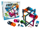 ThinkFun's Free Fall mechanical puzzle game features a colorful, three-dimensional puzzle assembly that challenges players to build, flip, and twist to hit targets. The game comes with 60 different challenges, showcasing vibrant pieces in various shapes and colors, designed to foster logical thinking and skill development for ages 8 and up. The neatly designed box displays the game name prominently and includes a visual guide for players.