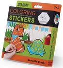 Coloring Stickers Playful Pets by Crocodile Creek. A vibrant kit containing 20 jumbo stickers featuring playful pets like a dog and a turtle. The product allows kids to color the stickers using crayons and enhance creativity. Ideal for children aged 3 and up, it encourages imaginative play and artistic expression.