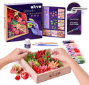 A hands-on DIY kit featuring the OKTO Clay DIY Succulents Clay Kit: Passion. The kit includes colorful clay in vibrant hues, a set of instructions, an acrylic varnish, a paintbrush, and a creative craft tray filled with beautifully crafted succulent shapes. It is ideal for sensory art activities and encourages creativity.