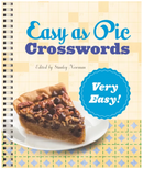 Cover of the 'Very Easy! Easy as Pie Crosswords' book by Union Square & Co featuring bold text on a light background with a slice of pie, highlighting its fun and easy crossword puzzles.