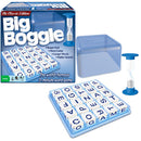 Big Boggle game by Winning Moves featuring a larger grid with more cubes for generating longer words. The game includes a timer and a storage case, making it perfect for family fun and word challenges.