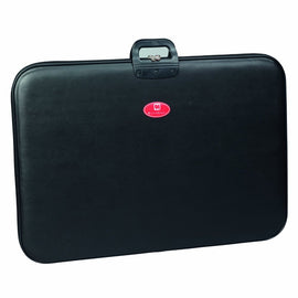 The PortaPuzzle Deluxe by Jumbo is a sleek, black puzzle storage case designed to store and transport jigsaw puzzles. It features a zipper closure and a sturdy handle for easy carrying. The exterior is smooth and durable, ideal for protecting jigsaw pieces.