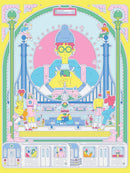 An illustration for the Epic Commute Puzzle (500pc) by New York Puzzle Company, depicting a vibrant and colorful city scene with diverse characters engaged in various activities, set against a backdrop of an urban skyline and subway. The jigsaw puzzle captures the essence of city life with intricate details and bright colors.