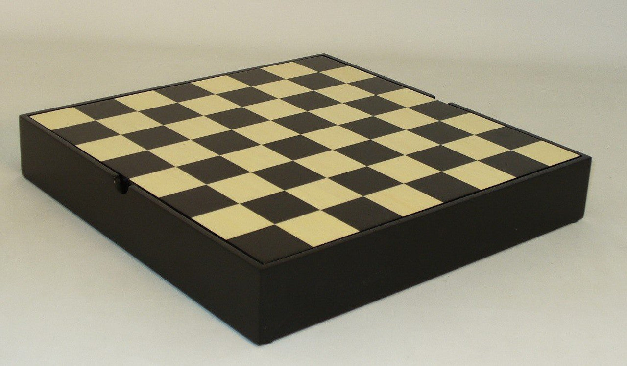 Chess Chest/Board: 13.25" Black/Maple