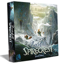 Everdell Spirecrest Expansion game box featuring enchanting artwork. The design showcases woodland creatures exploring mystical, snow-covered mountains with ancient structures, reflecting adventure and discovery. Ideal for enhancing gameplay in the Everdell universe.