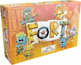 The game 'Fort' by Leder Games features a vibrant, colorful box art depicting playful characters engaging in fun activities. The title 'FORT' stands out prominently against a whimsical background filled with animated illustrations. The design reflects themes of creativity and adventure, making it appealing for families and friends looking for interactive games.