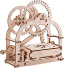 UGears 3D Mechanical Box DIY kit featuring intricate wooden gears and a detailed assembly design. Perfect for enhancing creativity and problem-solving skills.