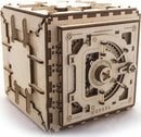 The UGears 3D Safe is an intricate DIY kit made from high-quality wood, featuring detailed mechanical components such as gears and a lock mechanism. The design showcases precision craftsmanship and is suitable for puzzle enthusiasts who enjoy hands-on building. The finished safe exhibits a charming vintage aesthetic, perfect for display or as a functional decorative piece.
