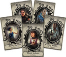 Arkham Horror (Third Edition) game components featuring character cards, including Jenny Barnes, Wendy Adams, Calvin Wright, and others, set in a mysterious and atmospheric design.