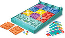 Zip City Logic Puzzle by Mixlore features a colorful mechanical puzzle with a play area segmented into different colored sections. The puzzle includes marbles and challenge cards that guide players in navigating the marbles through the maze-like format. Perfect for developing problem-solving skills and engaging in strategic play, this puzzle is designed for curious minds of all ages.