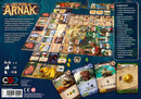 Lost Ruins of Arnak board game by Czech Games, showcasing the game board, player boards, and various game components. The image highlights the detailed artwork and layout designed for exploration and resource management. Suitable for 1-4 players, ages 12 and up, with a playtime of approximately 30 minutes. Features cards, tokens, and action tiles vital for strategic gameplay.