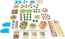 Catan: Traders & Barbarians – 5-6 Player Extension game components spread out. Includes hexagonal terrain tiles, resource tokens, game cards, and player pieces in various colors, enriching the gameplay for up to six players. Ideal for fans of strategy board games.