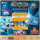 Dixit Refresh (2021) game by Asmodee, featuring a beautifully illustrated game board with various cards. The back illustrates how to play, showing players taking turns as storytellers and choosing cards based on clues. Includes vibrant artwork and descriptions of gameplay mechanics, highlighting the creative and imaginative nature of the game.