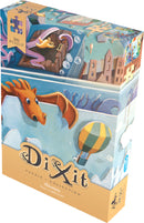 The Adventure jigsaw puzzle by Asmodee features a vibrant and imaginative scene. The box is adorned with whimsical illustrations including a dragon, a hot air balloon, and underwater elements, designed to inspire creativity and adventure. This puzzle contains 500 pieces, perfect for puzzle enthusiasts of all ages.