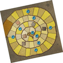 Patchwork by Lookout Games is a vibrant and engaging board game featuring a spiral board design composed of colorful patches in shades of yellow, brown, and gray. The game includes blue buttons that serve as tokens, enhancing the visual appeal and interactive nature of the gameplay experience.