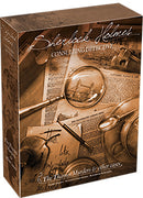 Sherlock Holmes Consulting Detective: The Thames Murders & Other Cases game box. The design features vintage detective tools like a magnifying glass, newspapers, and a quill, set against a sepia background, evoking a classic mystery theme.