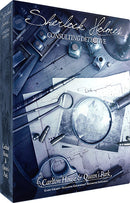 Sherlock Holmes Consulting Detective: Carlton House & Queen's Park box featuring detective tools and a detailed map layout. Designed for immersive gameplay, this mystery-solving game invites players to step into the shoes of Sherlock Holmes.