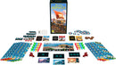 7 Wonders: Armada board game by Asmodee, featuring a box with vibrant artwork, assorted game tokens, cards, and player boards. The game setup includes colorful pieces ready for multiplayer strategy gameplay.