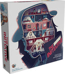 The Initiative game by Unexpected Games featuring a colorful box design. The cover showcases a character's silhouette against a backdrop of a multi-level setting filled with various characters engaged in a mystery, perfect for ages 14 and up. This game emphasizes strategy, teamwork, and storytelling.