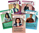 A collection of character cards from the Pandemic: In the Lab Expansion board game by Z-Man Games. The cards feature various roles including Field Director, Local Liaison, Virologist, Epidemiologist, and Pilot, each with unique abilities for cooperative gameplay. The design includes colorful graphics and game-specific instructions on the cards.