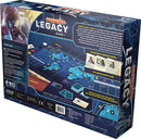 Pandemic Legacy: Season 1 board game by Z-Man Games. The back of the game box displays an overview of the components, including a world map, character cards, and game instructions. Features cooperative gameplay where players combat diseases across different regions, emphasizing strategy, teamwork, and progression through a storyline.