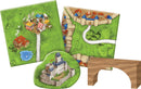 Carcassonne: Expansion 8 – Bridges, Castles and Bazaars features new game tiles, including landscapes, castles, and bridges. The expansion enhances gameplay and strategy.