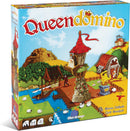 Queendomino board game by Blue Orange featuring a colorful landscape with a castle, a river, and various characters. Ideal for family game nights and strategy lovers.
