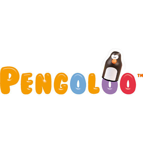 Pengoloo game logo featuring colorful letters spelling 'Pengoloo' with a playful penguin character popping out from the letter 'O'. The design is vibrant and inviting, perfect for a children's game.