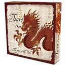 The Tsuro board game by Calliope, featuring a stunning box design with a fierce red dragon on an antique-style background. The artwork symbolizes the game’s theme of pathways and strategy, inviting players to navigate their tiles and maintain their path as they journey across the board.