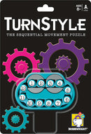 The Turnstyle mechanical puzzle by Brainwright features a colorful design with numbered buttons arranged within a unique gear system. Ideal for ages 8 and up, this sequential movement puzzle challenges players to think critically as they rearrange the buttons to complete the sequence. Perfect for enhancing problem-solving skills while providing engaging entertainment.