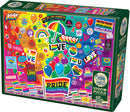 Cobble Hill Pride Jigsaw Puzzle featuring a vibrant collage of LGBTQ+ themes, symbols, and colorful illustrations. The puzzle showcases messages of love, inclusivity, and diversity, including pride flags, balloons, and various empowering slogans. Perfect for puzzle enthusiasts and allies celebrating LGBTQ+ culture.