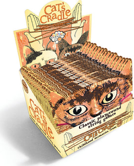 Cat's Cradle by House of Marbles, a classic string game presented in a colorful display box featuring playful cat artwork. This nostalgic toy encourages creativity and fine motor skills through a variety of string patterns that can be made with friends or solo, making it perfect for all ages.