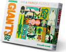Animal Giants is a colorful 500-piece family jigsaw puzzle from Crocodile Creek, featuring vibrant illustrations of various animals including a panda, elephant, and crocodile. It is suitable for ages 4 to 104, making it a perfect family activity for all ages.