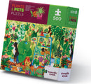 The Plants & Pets 500-piece jigsaw puzzle by Crocodile Creek features a vibrant illustration of various plants and playful pets in a lush garden setting. The puzzle box showcases colorful artwork with animals like dogs and adorable cats among a variety of greenery, appealing for both nature and animal lovers.